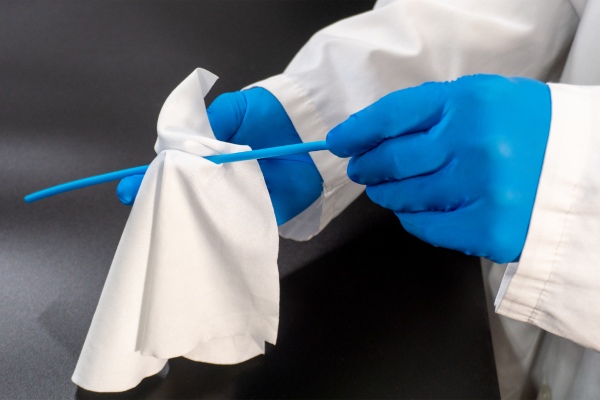 Wiping a medical device with original wipes