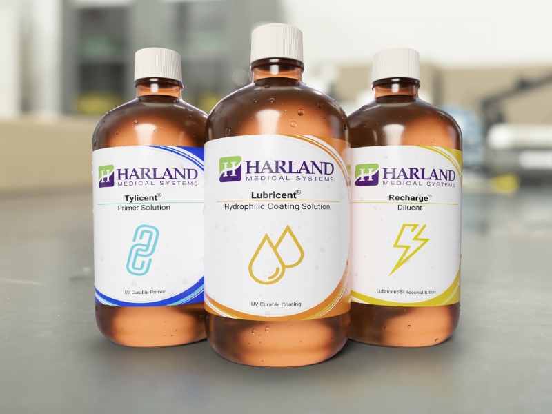 Trio of bottles containing coating for medical devices